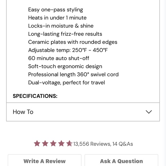 L'ange Pink (Blush) Hair Straightener NWOT Never Used-No Box - Picture 7 of 8